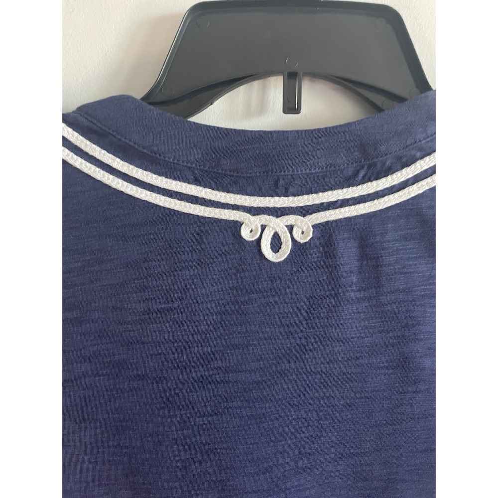 New Lily Pulitzer Small Kaia Tunic V-Neck Top Size S Navy White Shirt Blouse - Picture 4 of 9